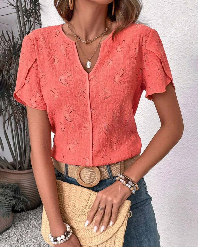 Solid color back button design blouse blouses & shirts summer