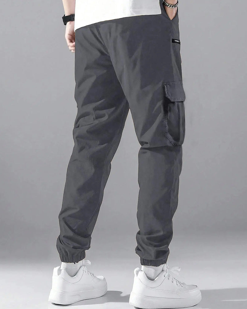 Pocket Drawstring Zipper Men's Cargo Pants
