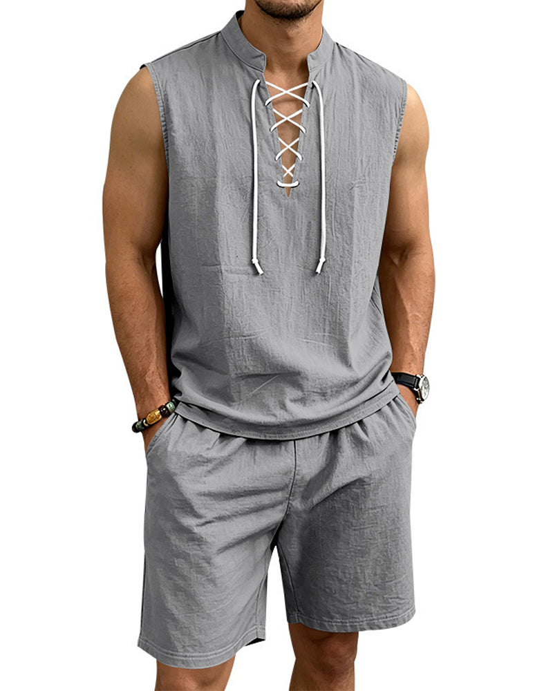 Men's V-Neck Two-Piece Set