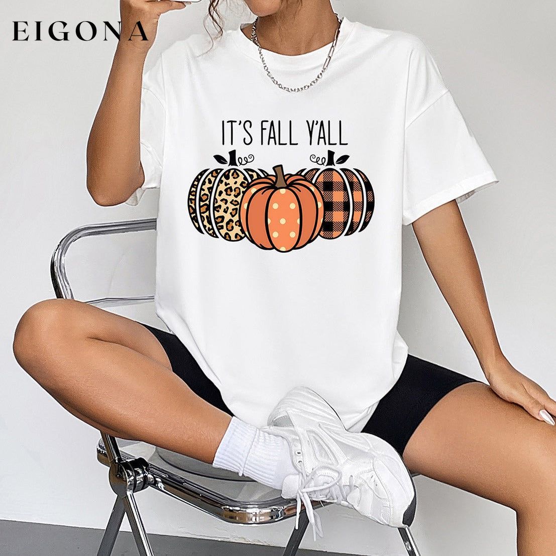 IT'S FALL Y'ALL Graphic T-Shirt clothes E@M@E Ship From Overseas Shipping Delay 09/29/2023 - 10/01/2023 trend