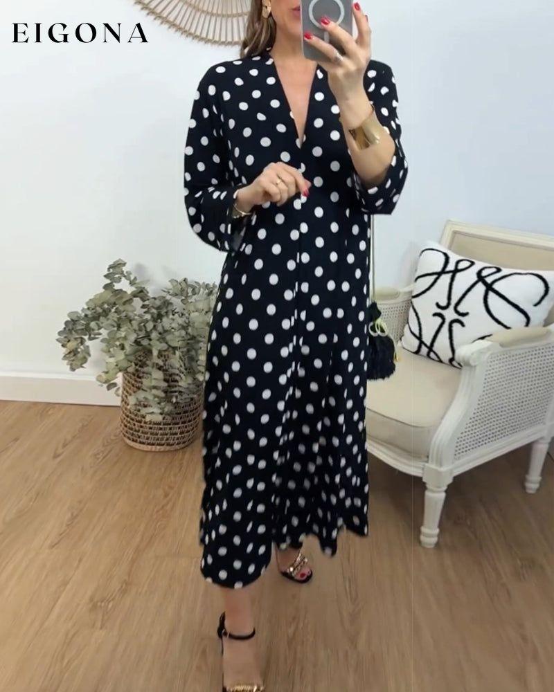 V-neck loose polka-dot dress casual dress spring summer vacation dresses