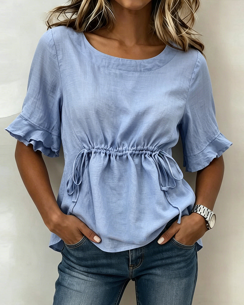 Ruffled Tie-Waist Blouse