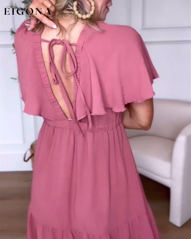 Deep V solid color elegant dress casual dresses summer