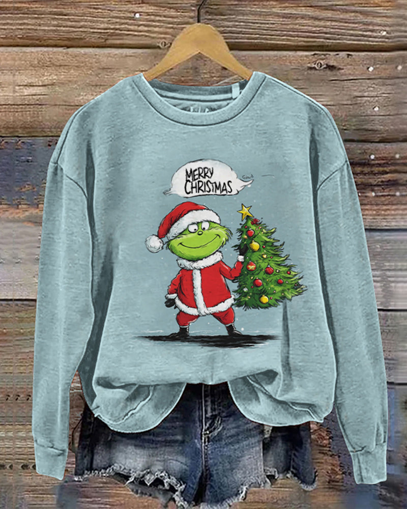 Christmas tree grinch print crew neck sweatshirt 2024 f/w christmas Grinch sweatshirts