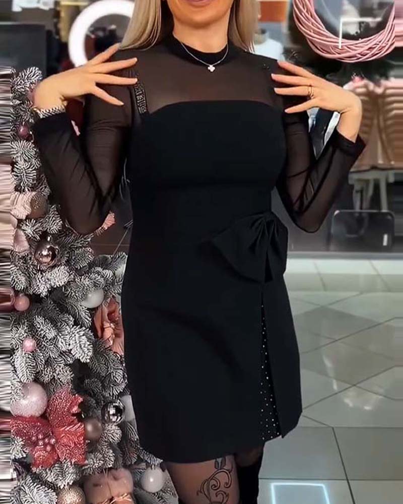 Fashionable Mesh Patchwork Slim Dress