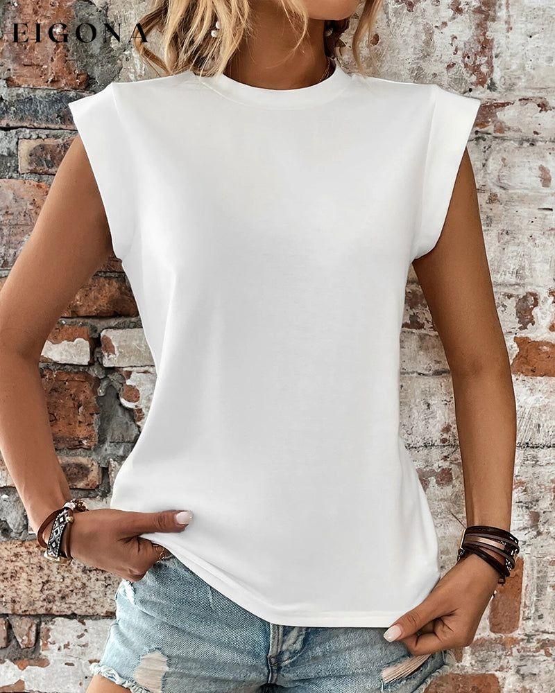 Sleeveless white casual top spring summer t-shirt white