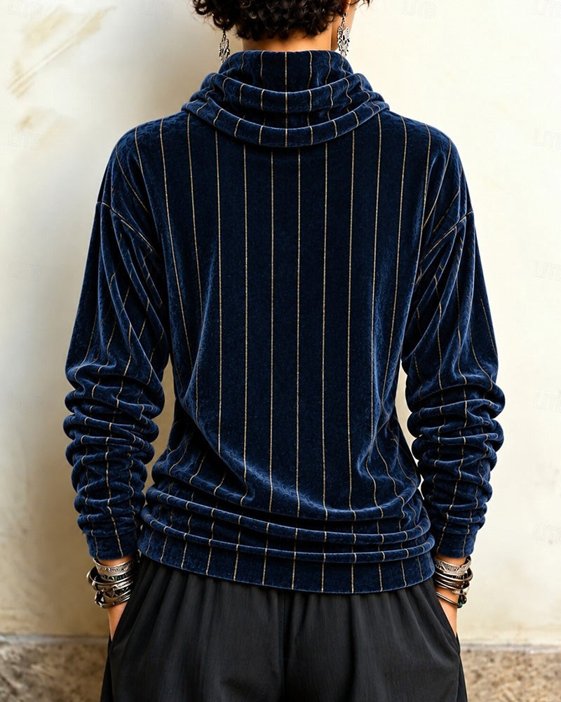 Striped Cowl Neck Fashion Top