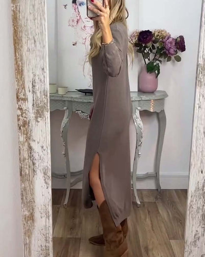 Casual V-neck Slit Sweater Dress 2024 f/w casual dresses