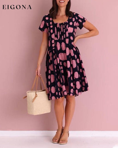 Short Sleeve Round Neck Printed Dress casual dresses spring summer