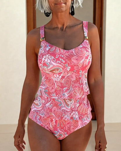 Print Ruffle Layer One-Piece