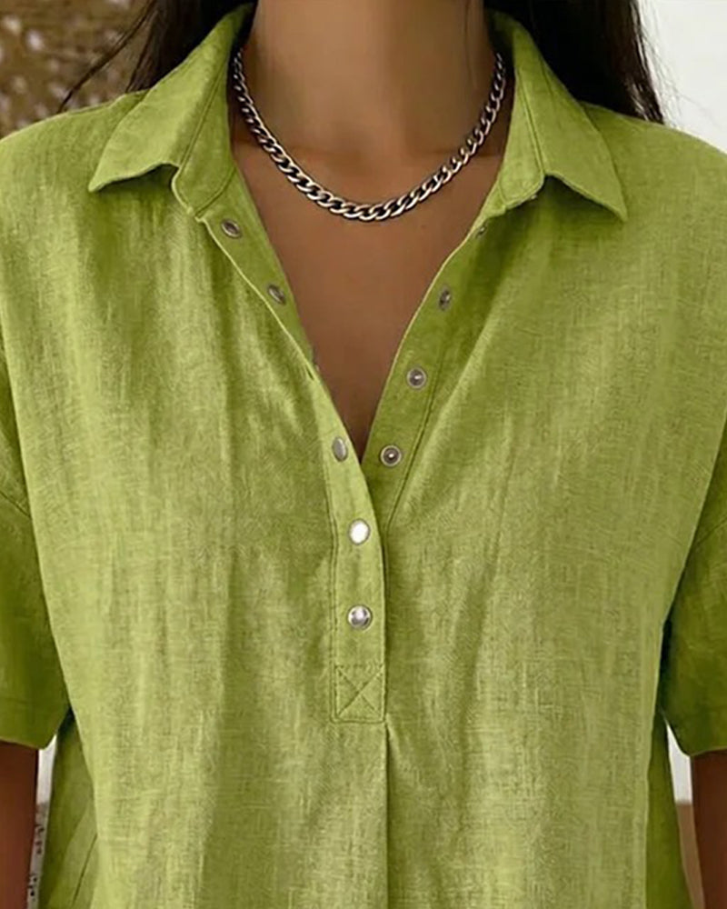 Button-Down Collared Casual Blouse