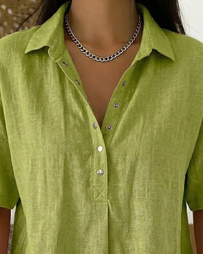 Button-Down Collared Casual Blouse