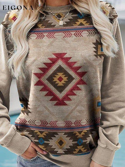 Western Style Retro Ethnic Print Top