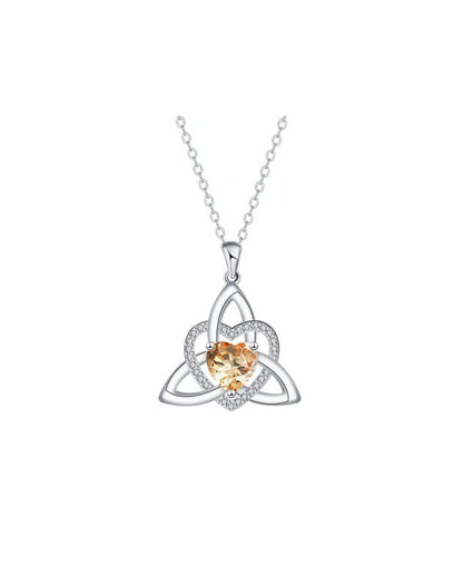 Birthstone Celtic Trinity Knot Heart Necklace✨ Heart Shape Celtic Trinity Knot Birthstone Pendant