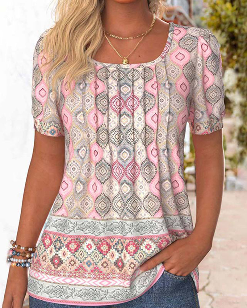 Bluse mit Plissierung und Laternenärmeln