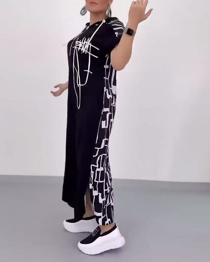 Half-Zip Loose Contrast Dress