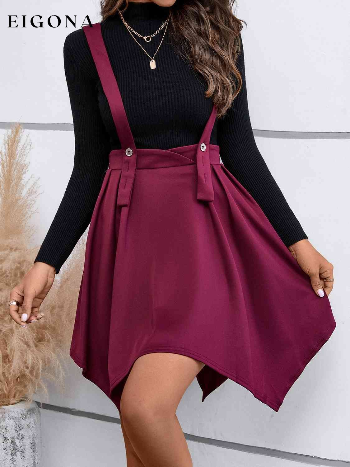 Zip Back Buttoned Overall Skirt Dress