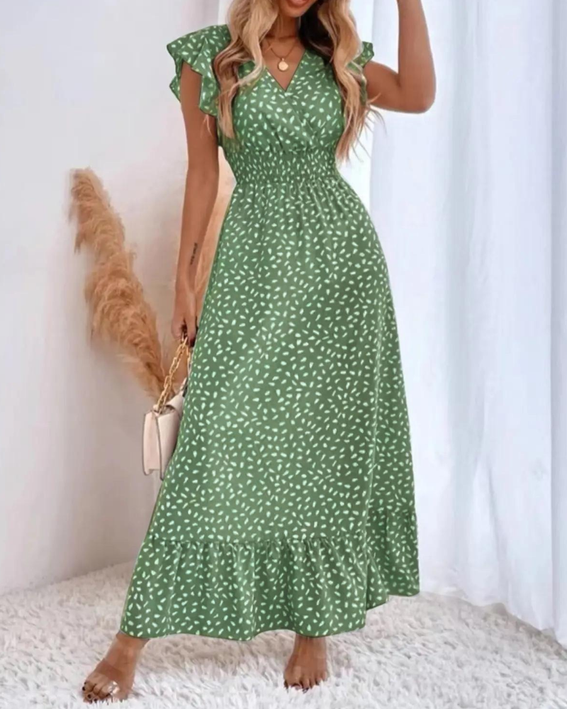 Polka-Dot V-Neck Maxi Dress