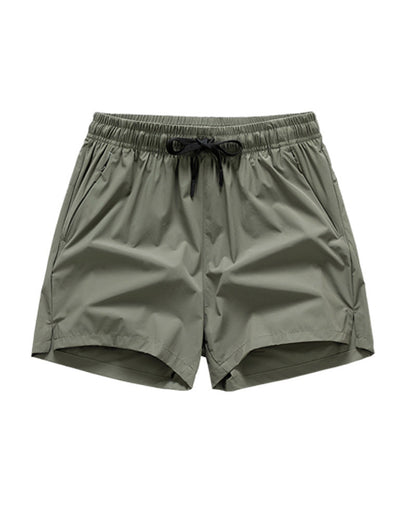 Men Elastic Waist Pocket Quick-Dry Ice Silk Sports Shorts