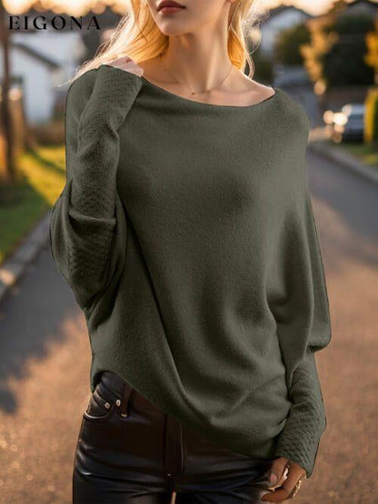 Texture Round Neck Long Sleeve Sweater clothes Ship From Overseas Y.X