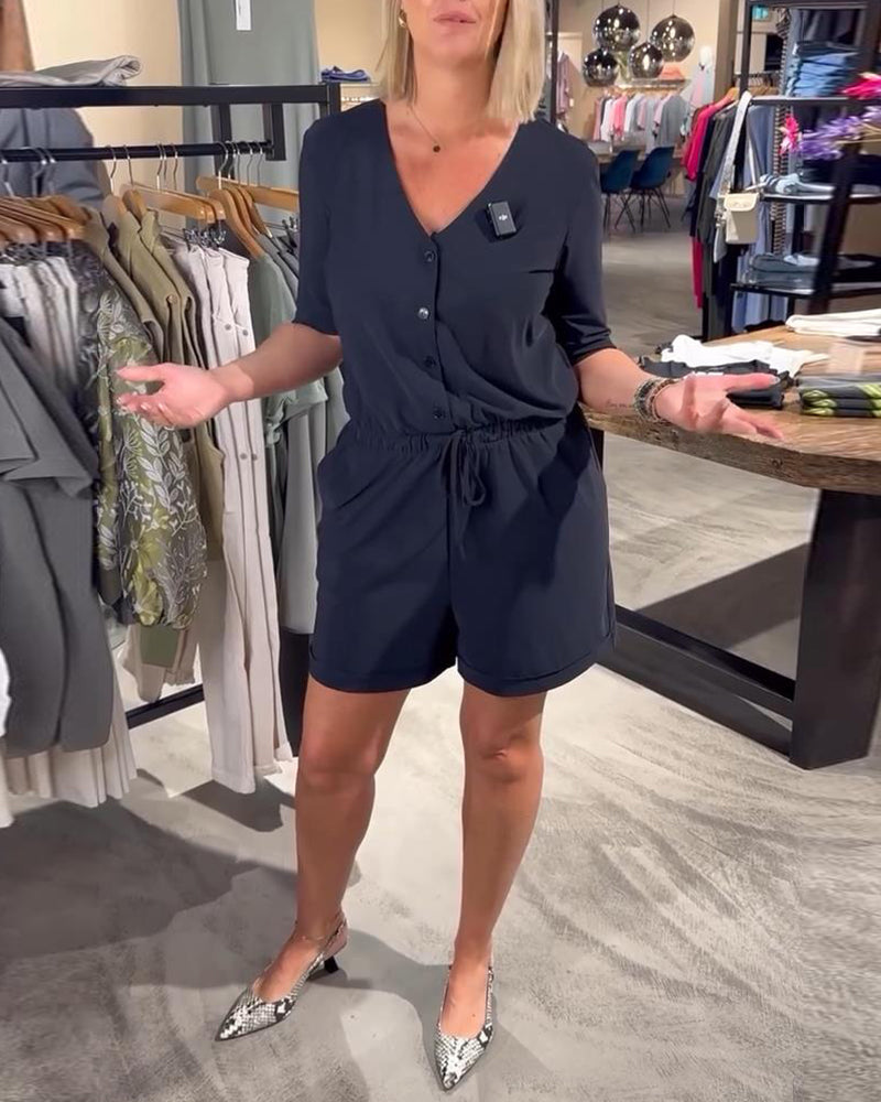 Tuta con lacci e scollo a V a maniche corte