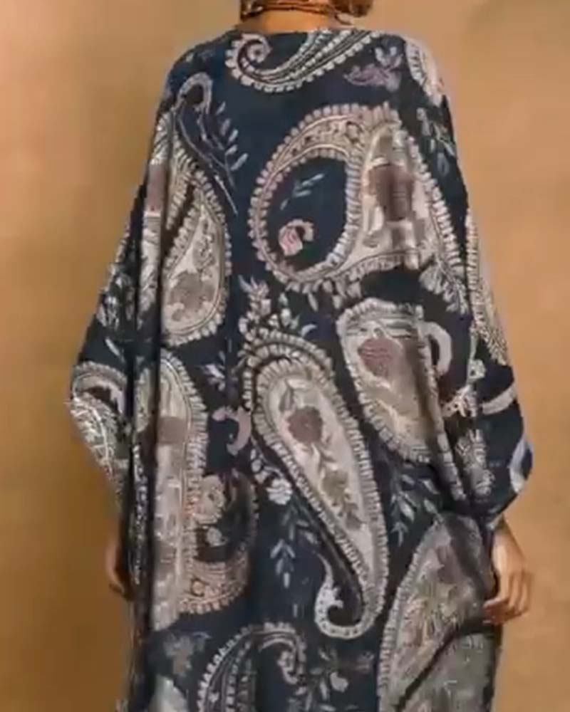 Art Floral Print Short Loose Fit Dress