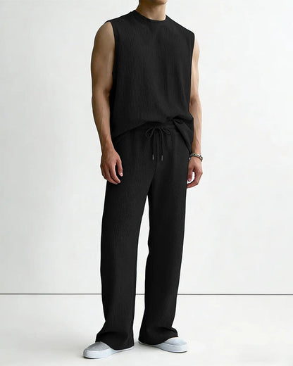 Men's Solid Color Sleeveless Set