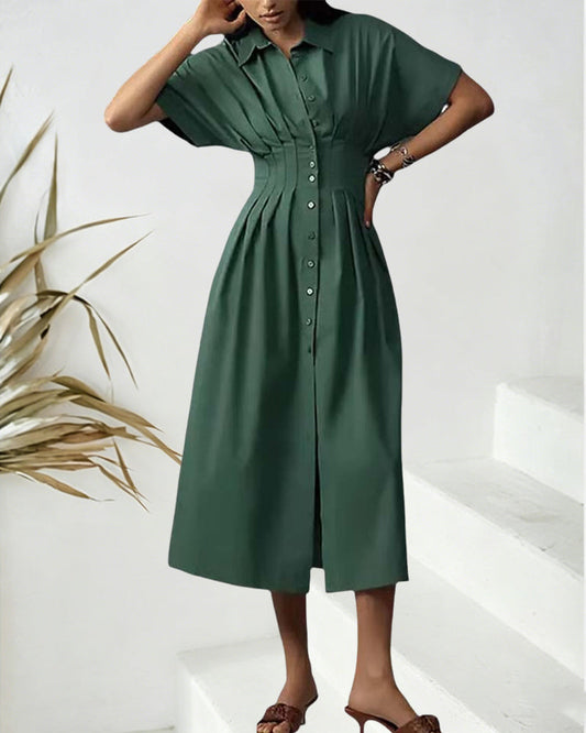 Single-Breasted Waisted Shirt Dress casual dresses spring summer
