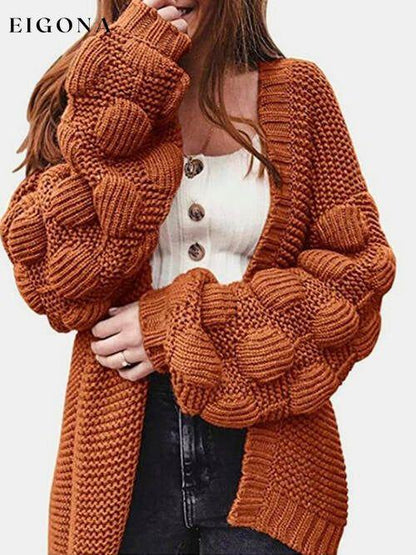 Open Front Oversized Fashion Long Sleeve Cardigan Sweater Caramel cardigan cardigans clothes S.X.H Ship From Overseas Sweater sweaters