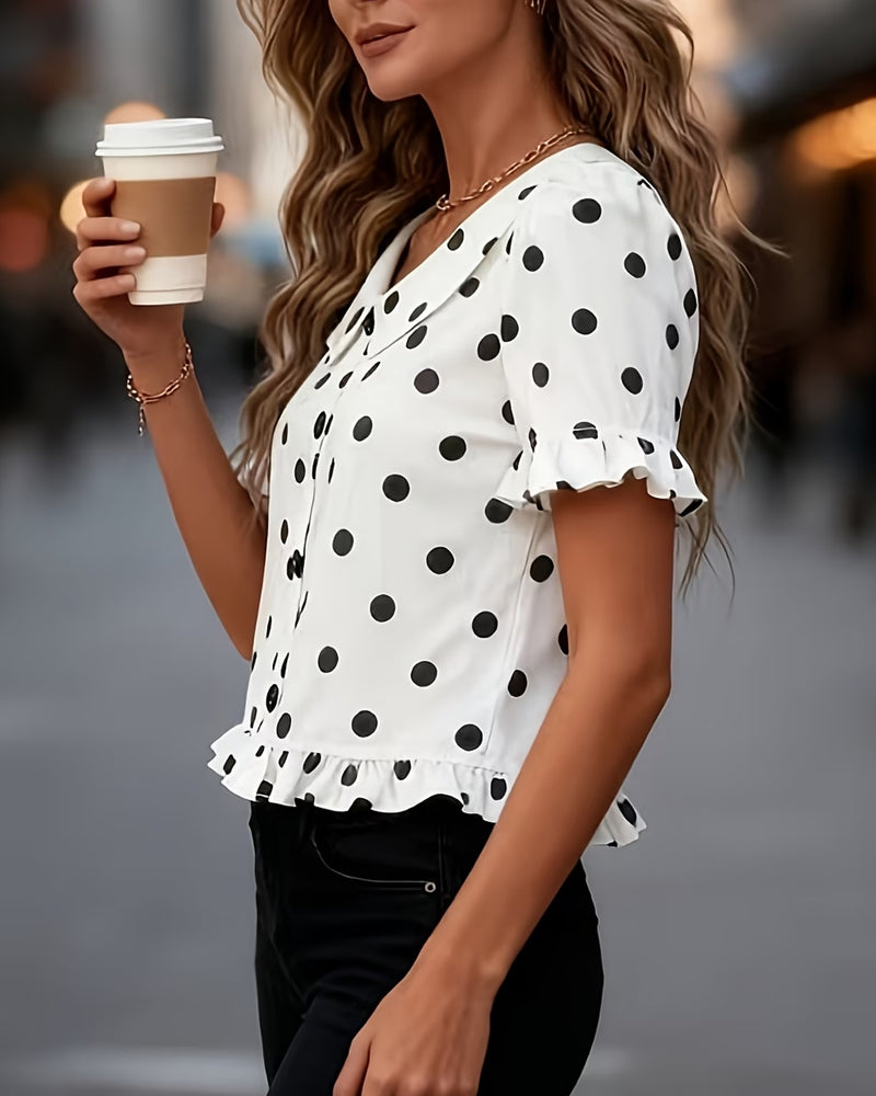 Polka Dot Peter Pan Collar Blouse