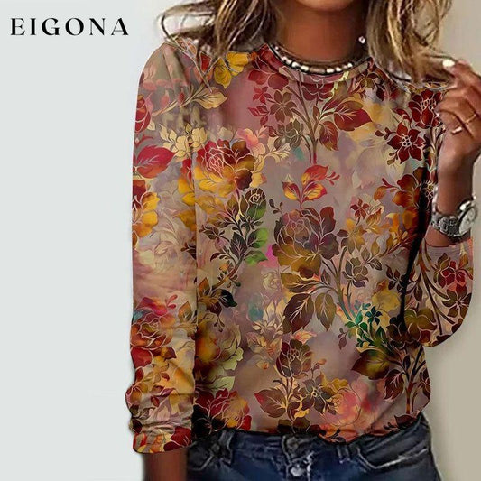 Vintage Floral Print T-Shirt Multicolor 9.99 best Best Sellings clothes Plus Size Sale tops Topseller