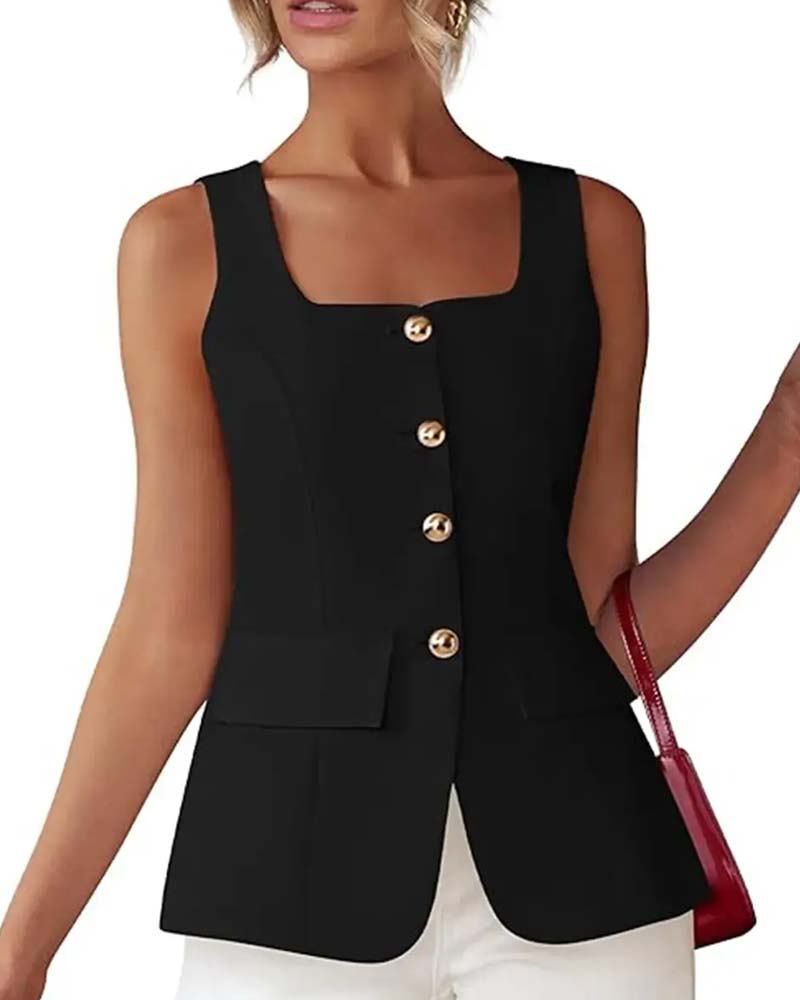 Square Collar Suit Tank Top