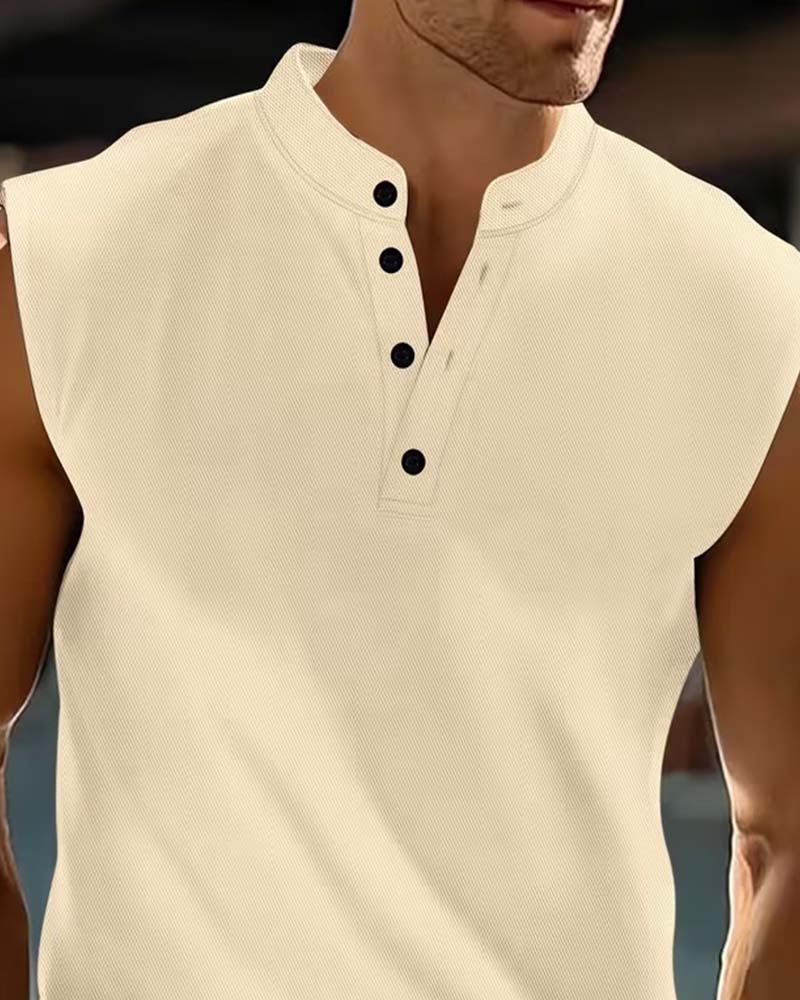 Men's Henry Solid Color Sports Tank Top