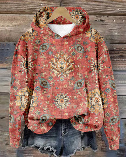 Retro ethnic style long-sleeved loose hoodie 2024 f/w hoodies Western Style