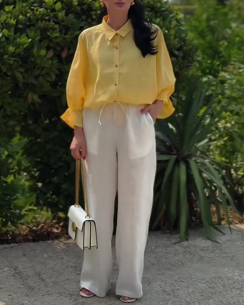 Long Sleeve Button Casual Blouse