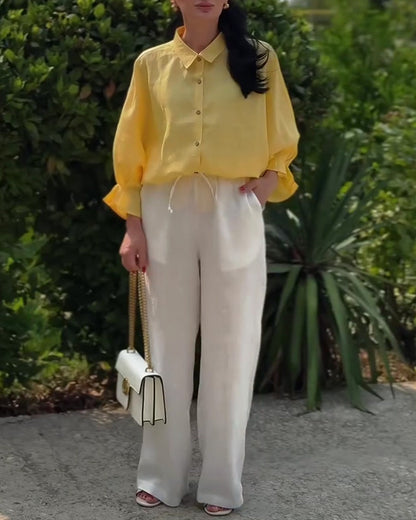 Long Sleeve Button Casual Blouse