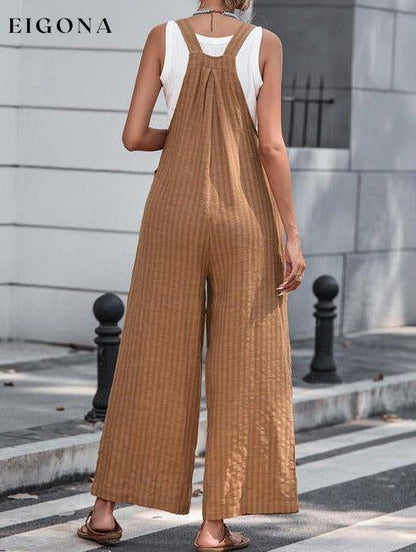 Texture Buttoned Wide Leg Overalls clothes Ship From Overseas SYNZ