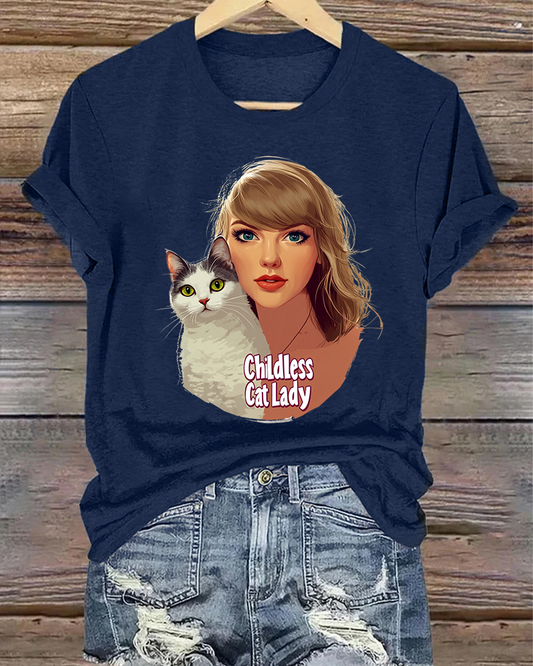 Childless Cat Lady print T-shirt 2024 f/w faith & slogan spring summer t-shirts