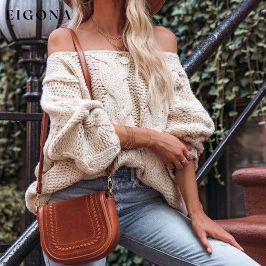 Women's loose knitted sweaters European and American round neck fashionable pullover sweaters White clothes sweater sweaters top Tops