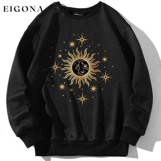 Graphic Print Thermal Sweatshirt Black __stock:500 clothes refund_fee:800 tops