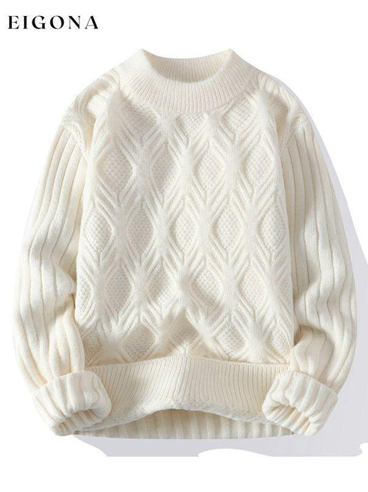 New Men's Loose Casual Round Neck Knitted Sweater White clothes knitted sweater men mens mens shirts Sweater sweaters Sweatshirt