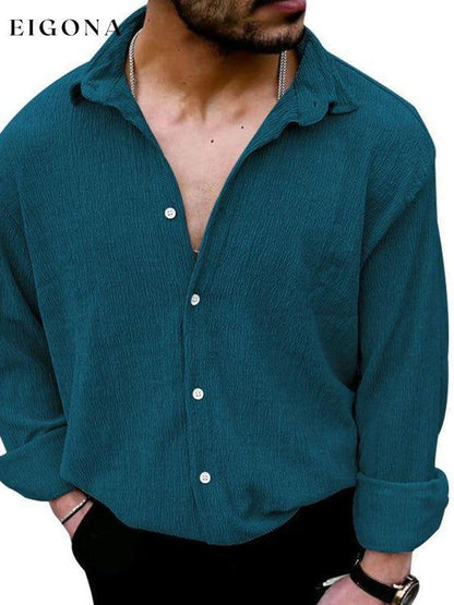 New Men's Solid Color Casual Lapel Long Sleeve Shirt button down shirts clothes mens mens shirts