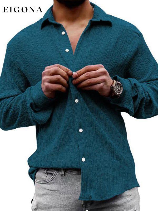 New Men's Solid Color Casual Lapel Long Sleeve Shirt button down shirts clothes mens mens shirts