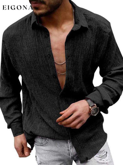 New Men's Solid Color Casual Lapel Long Sleeve Shirt button down shirts clothes mens mens shirts