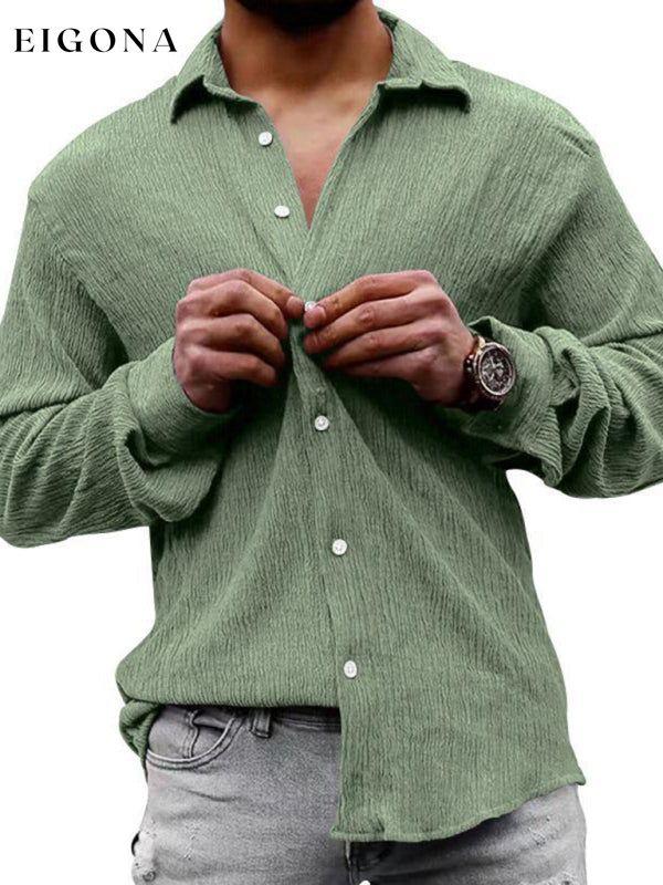 New Men's Solid Color Casual Lapel Long Sleeve Shirt button down shirts clothes mens mens shirts