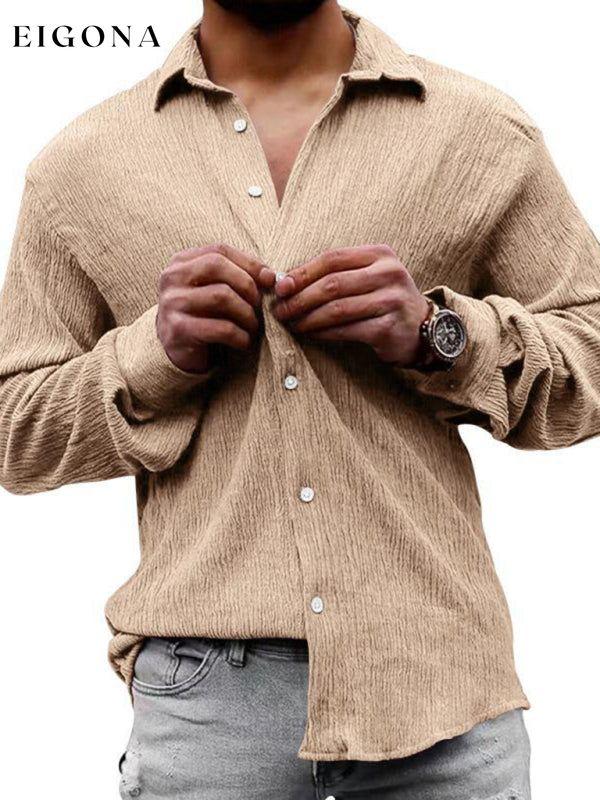 New Men's Solid Color Casual Lapel Long Sleeve Shirt button down shirts clothes mens mens shirts