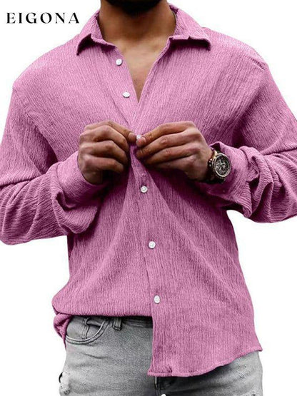 New Men's Solid Color Casual Lapel Long Sleeve Shirt button down shirts clothes mens mens shirts