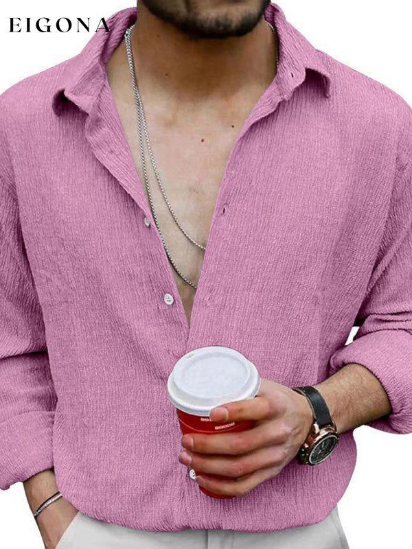 New Men's Solid Color Casual Lapel Long Sleeve Shirt button down shirts clothes mens mens shirts