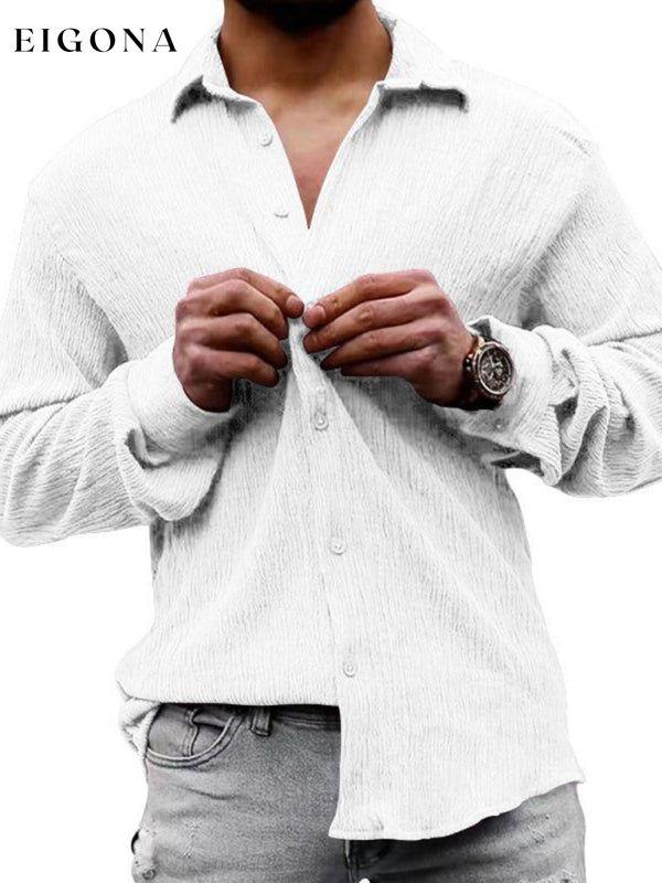 New Men's Solid Color Casual Lapel Long Sleeve Shirt button down shirts clothes mens mens shirts