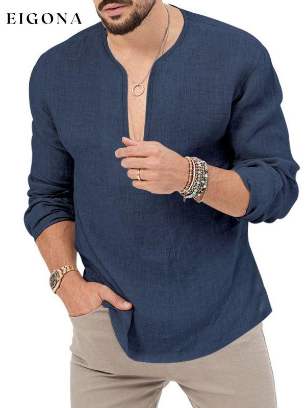 New Men's Long Sleeve T-Shirt Slim Fit Solid Color Large Size Deep V Neck Shirt Champlain color button down shirt clothes mens mens shirts